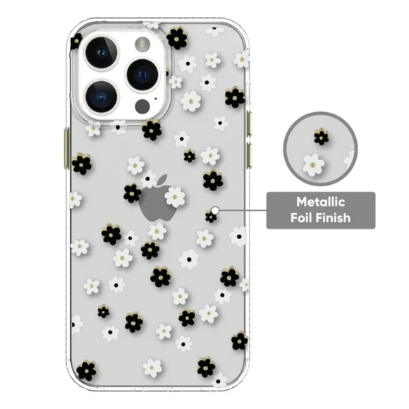 onn. Black & White Flower Phone Case iPhone 14 Pro Max with 10' Drop Protection - Picture 5 of 6